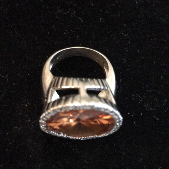 Citrine & Diamond Halo Statement Ring - Picture 5 of 9